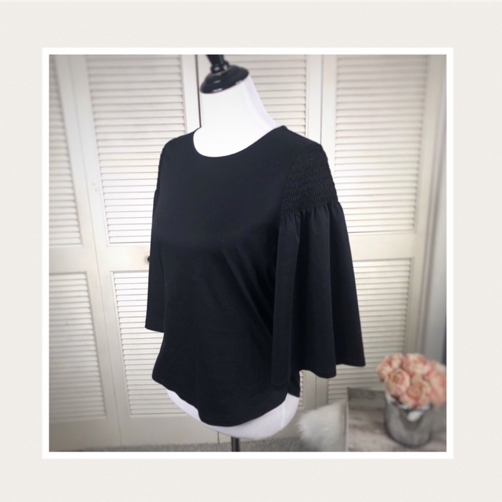 Anne Klein Black Bell Sleeve Blouse - Picture 2 of 3
